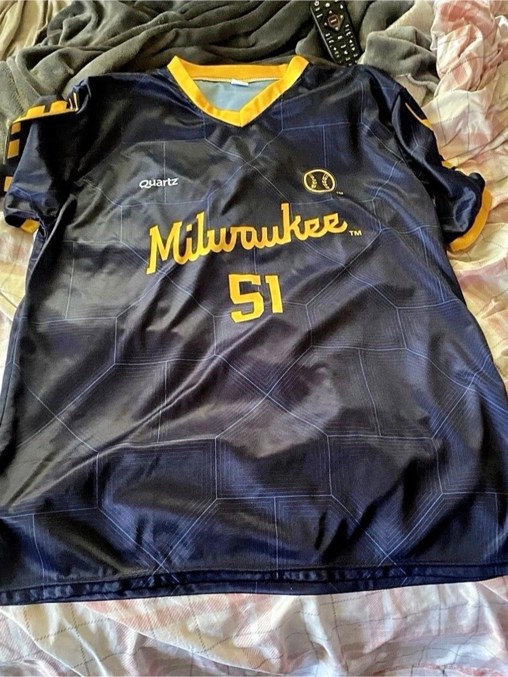 Milwaukee Brewers Freddy Peralta #51 Quartz SGA Soccer Style Jersey Blue &